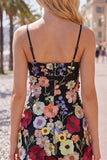 Vaina Spaghetti Straps Blush Homecoming Vestido con flores 3D