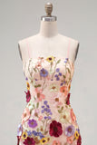 Vaina Spaghetti Straps Blush Homecoming Vestido con flores 3D