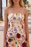 Vaina Spaghetti Straps Blush Homecoming Vestido con flores 3D