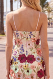 Vaina Spaghetti Straps Blush Homecoming Vestido con flores 3D