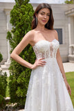 Vestido de novia corsé de tul con cordones blanco princesa con apliques