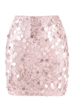 Falda de noche para salir para la noche con brillo y llena de lentejuelas grandes y glamurosa de lentejuelas grandes