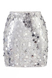 Falda de noche para salir para la noche con brillo y llena de lentejuelas grandes y glamurosa de lentejuelas grandes