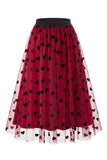 Falda midi de tul de malla floral 3D para mujer – Falda larga de corte alto en línea A