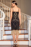 Vestido midi midi de los años 20 con lentejuelas negras de lentejuelas