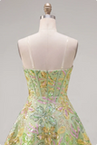 Corsé verde A-Line Vestido Corto de Bienvenida