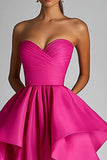 Vestido formal de falda y falda en forma de A en color fucsia