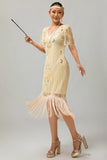 Vestido ajustado con flecos de lentejuelas burdeos Flapper de los años 20