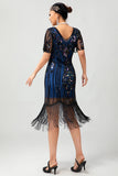Vestido ajustado con flecos de lentejuelas burdeos Flapper de los años 20
