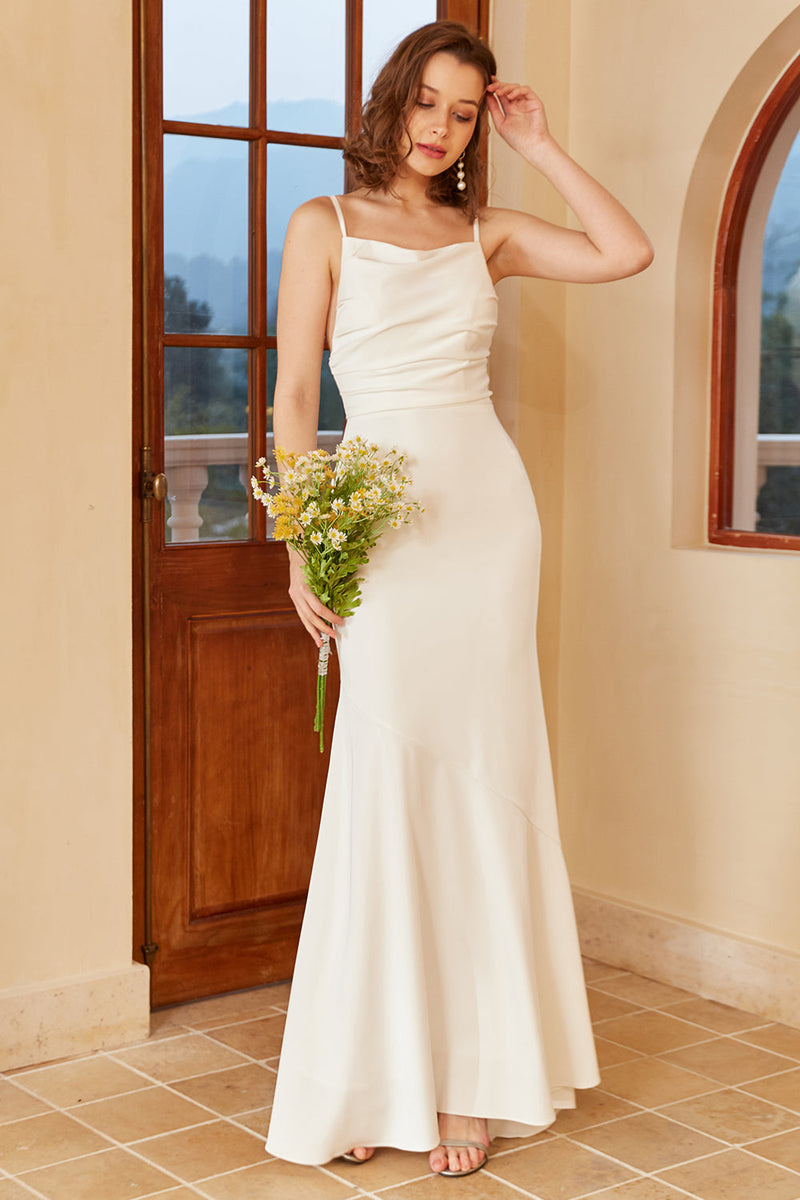Cargar imagen en el visor de la galería, Simple sirena Boho Vestido de novia