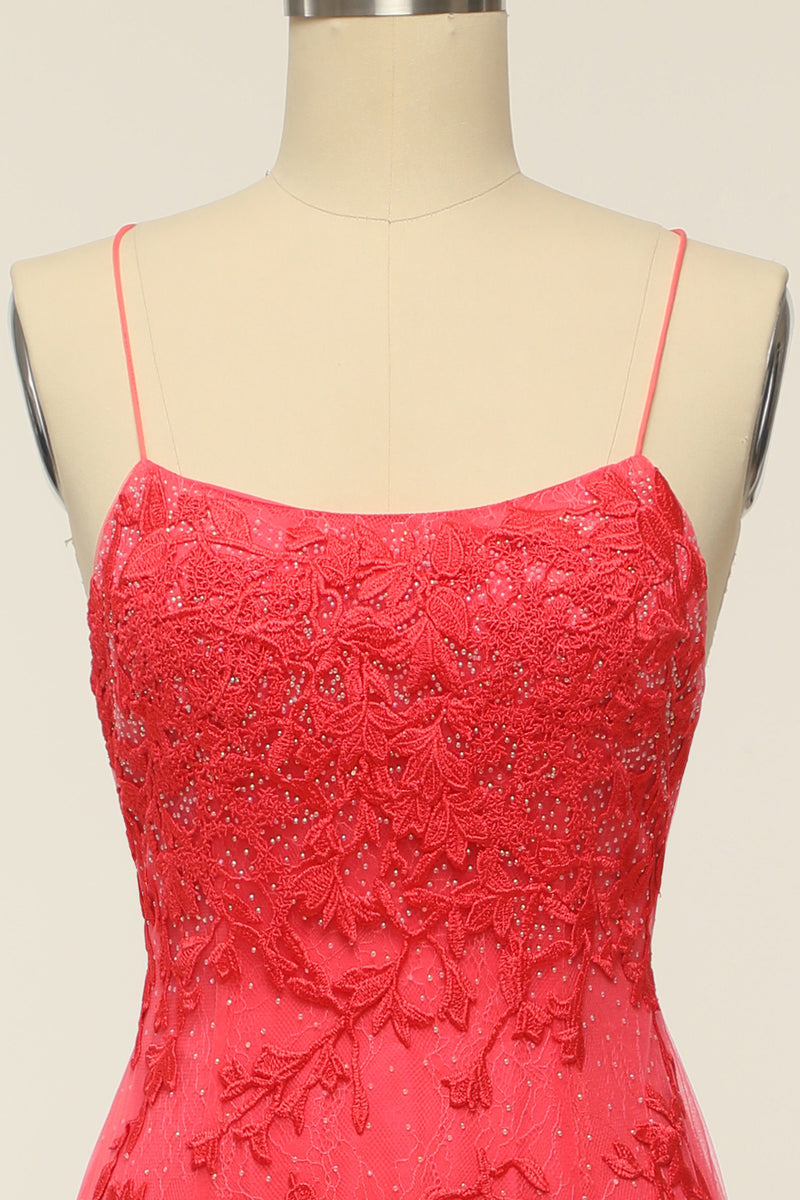 Cargar imagen en el visor de la galería, Coral Backless Vestido largo de fiesta con apliques