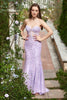 Cargar imagen en el visor de la galería, Escote Corazón Sirena Vestido de Graduación Con Apliques Púrpura