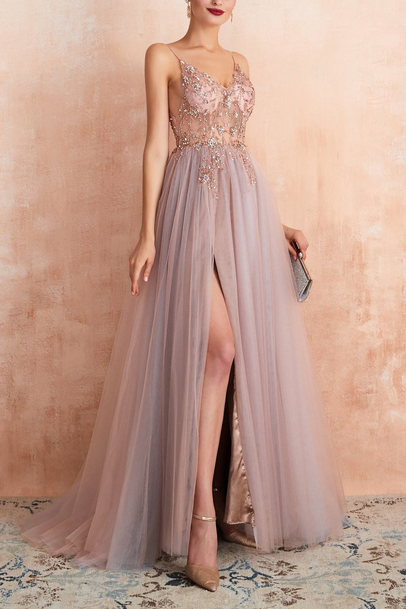Cargar imagen en el visor de la galería, Vestido de fiesta largo cuello en V