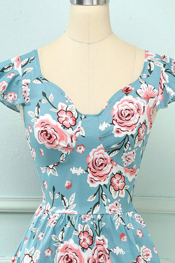 Vestido vintage floral rosa rosa