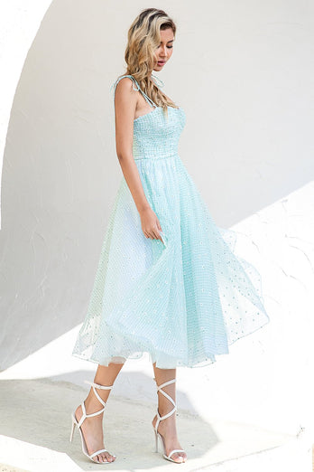 A Line Spaghetti Straps Light Green Prom Party Dress