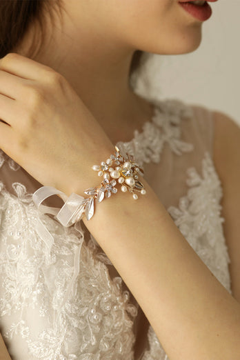 Pulsera nupcial de perlas de agua dulce Joyería nupcial
