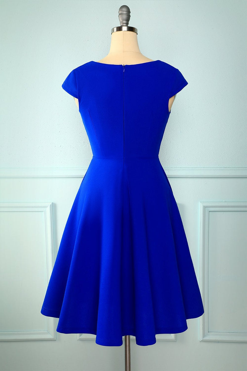 Cargar imagen en el visor de la galería, Vestido de swing vintage de tamaño azul marino plus
