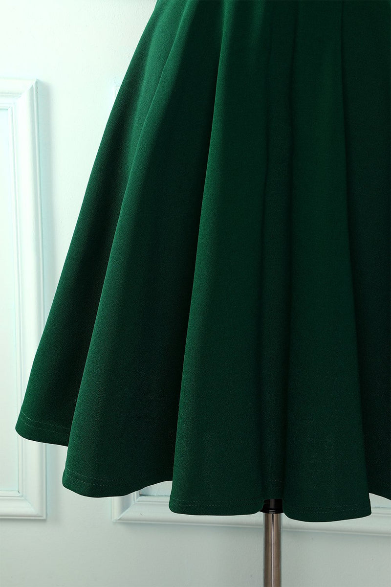 Cargar imagen en el visor de la galería, Vestido liso verde oscuro
