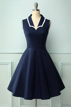 Vestido estilo años 50 azul marino