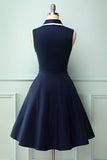 Vestido estilo años 50 azul marino
