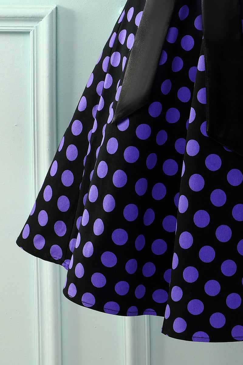 Cargar imagen en el visor de la galería, Vestido Pinup Halter con puntos púrpura