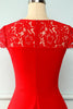 Cargar imagen en el visor de la galería, Vestido de crepe rojo de encaje