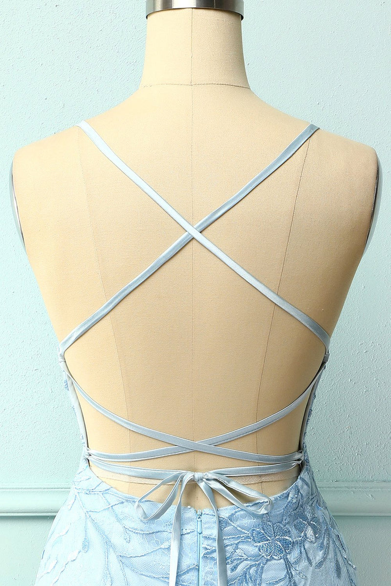 Cargar imagen en el visor de la galería, Vestido ajustado con tirantes finos azul cielo