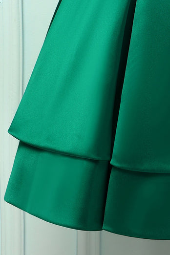 Vestido de cóctel verde satén