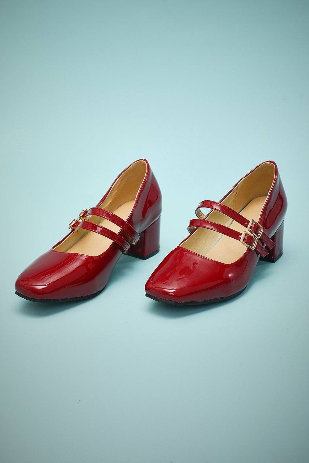 Correas rojas Tacones Retro