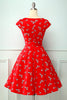Cargar imagen en el visor de la galería, Vestido de cereza rojo de los años 50