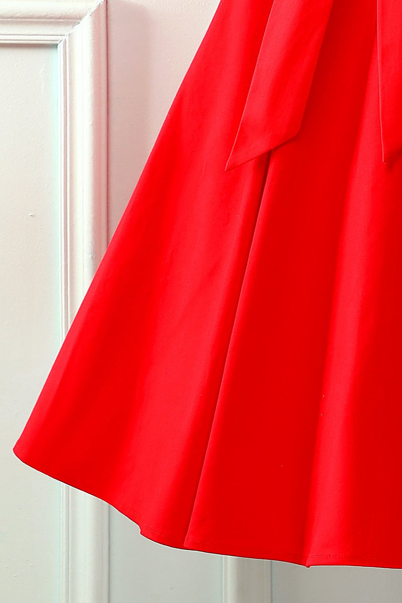 Cargar imagen en el visor de la galería, Vestido rojo de años 50 con botones