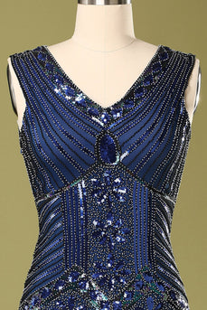 Vestido vintage con lentejuelas azules de los años 20