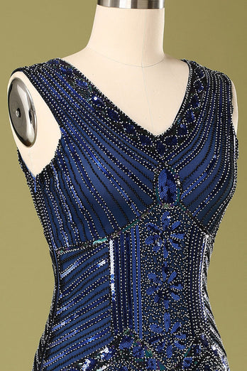 Vestido vintage con lentejuelas azules de los años 20
