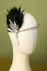 Cargar imagen en el visor de la galería, Diadema de plumas negras con cuentas de los años 20