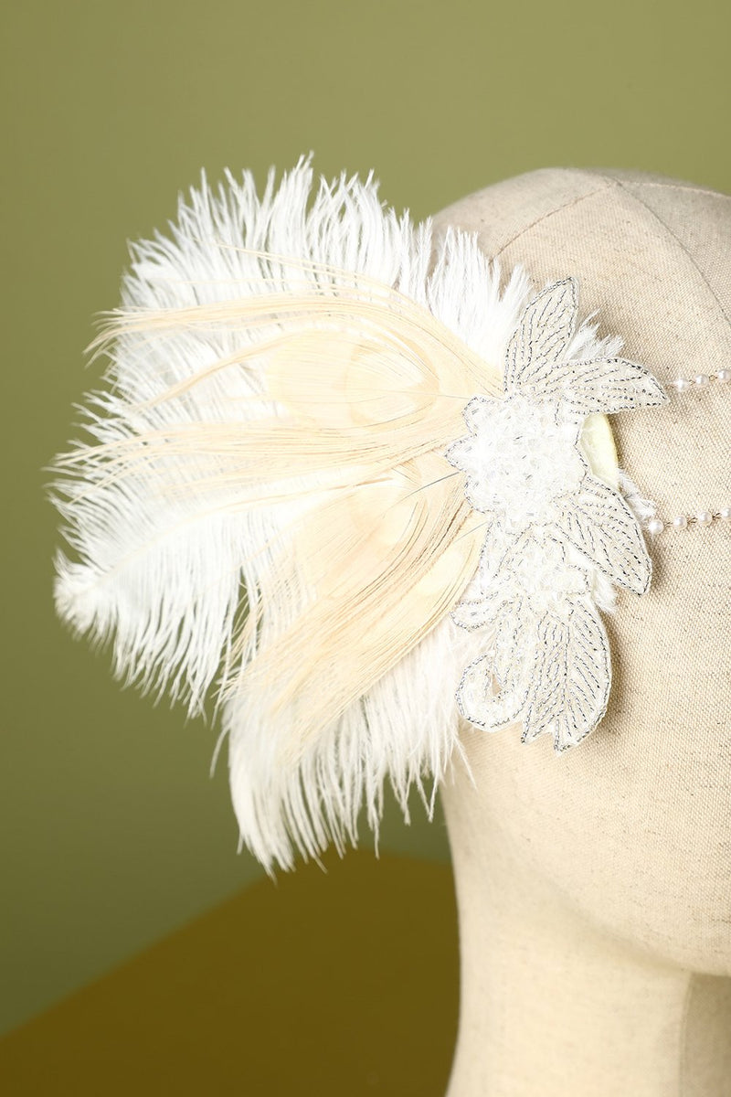 Cargar imagen en el visor de la galería, 1920 Pluma de lentejuelas Perlas aleta diadema