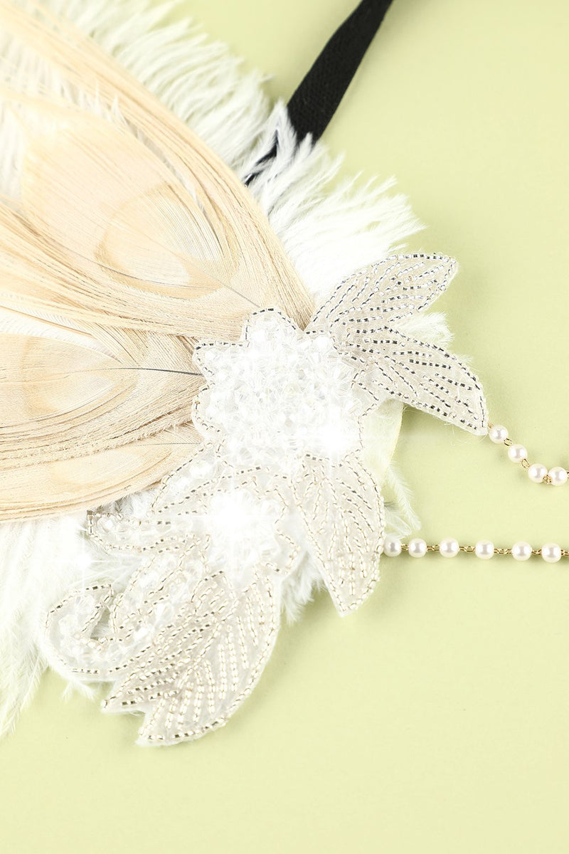 Cargar imagen en el visor de la galería, 1920 Pluma de lentejuelas Perlas aleta diadema