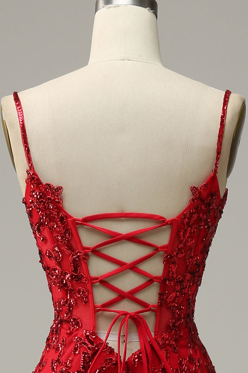 Cargar imagen en el visor de la galería, Sirena Tirantes de Espagueti Rojo Vestido de Festa