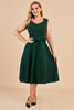 Cargar imagen en el visor de la galería, Verde oscuro más tamaño Vintage Swing vestido