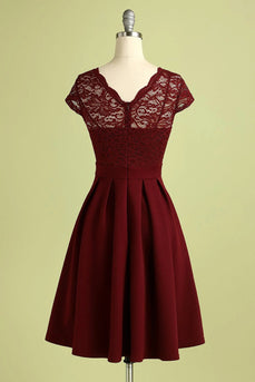 Vintage vestido de encaje color burdeos