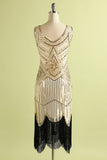 1920 Champagne vestido de las lentejuelas de la franja