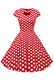 Red Polka Dots 1950s Vestido