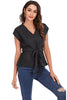 Cargar imagen en el visor de la galería, V Cuello Borgoña Encaje-Up Tops