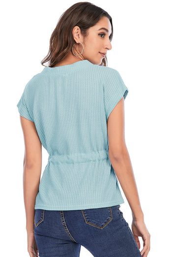 V Cuello Borgoña Encaje-Up Tops