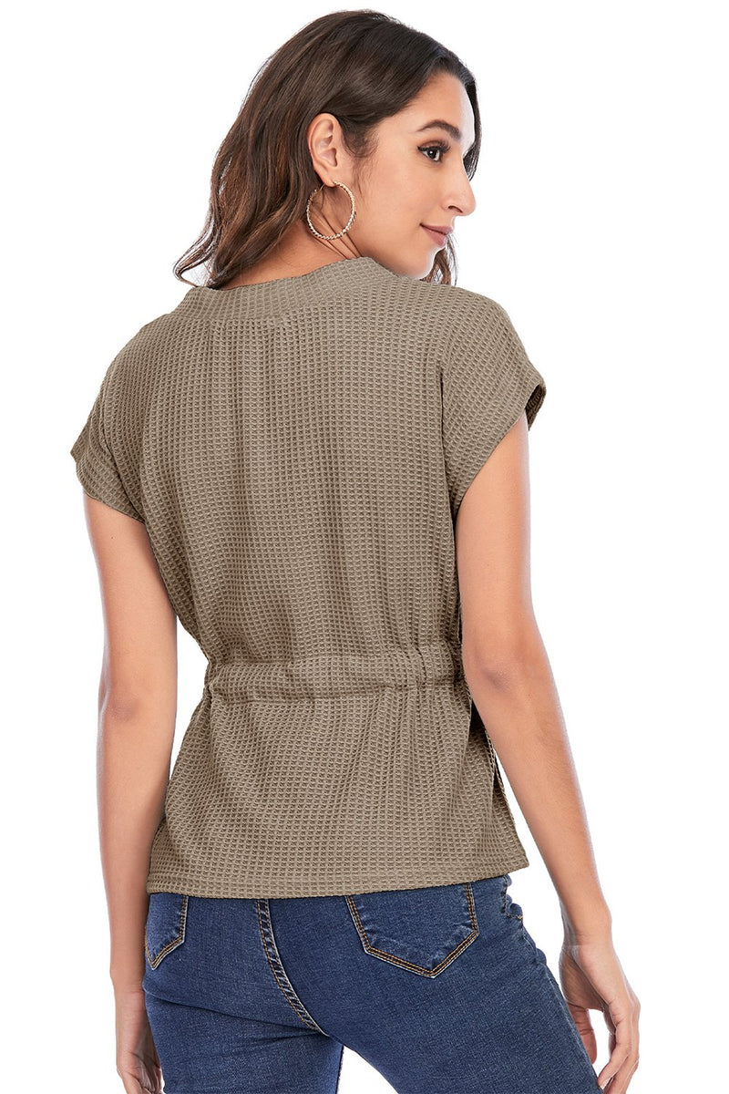 Cargar imagen en el visor de la galería, V Cuello Borgoña Encaje-Up Tops
