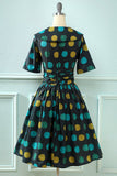 Black Big Polka Dots 1950s Vestido Vintage