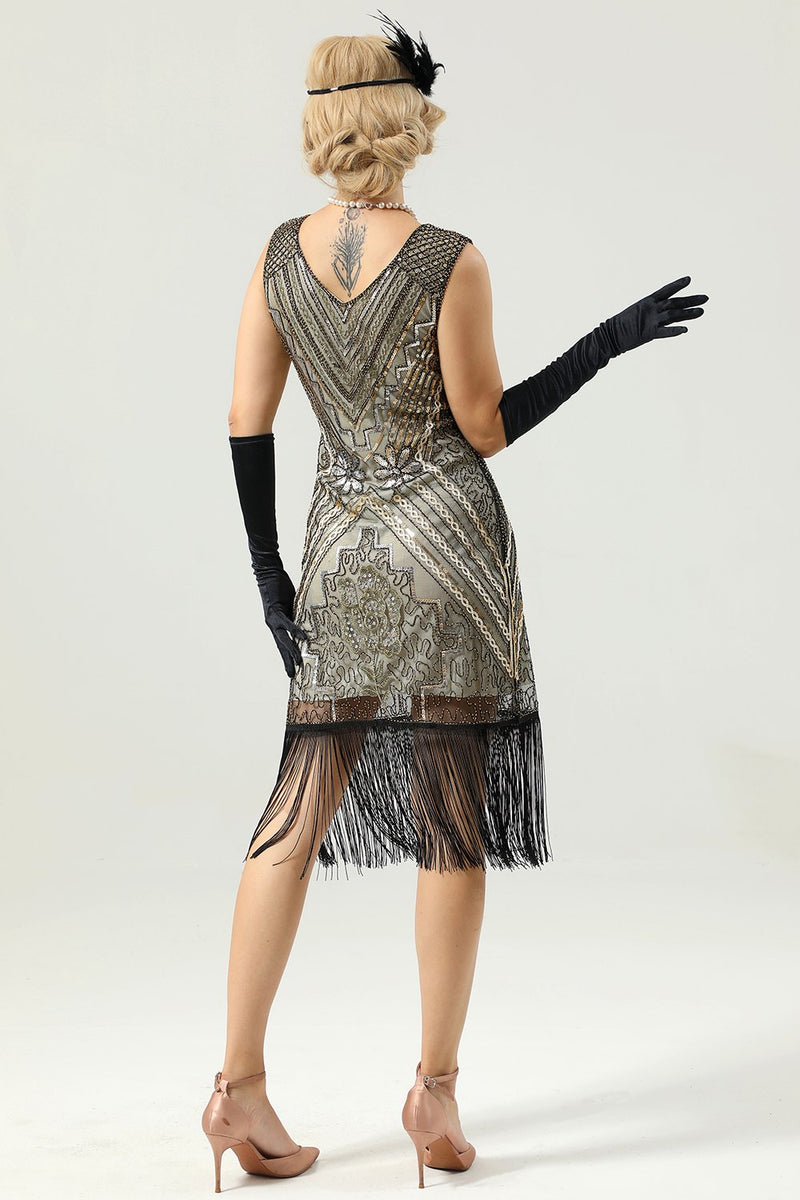 Cargar imagen en el visor de la galería, Vestido Gatsby sin mangas de la década de 1920