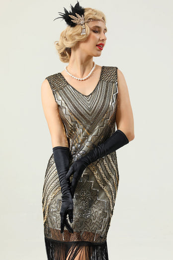 Vestido Gatsby sin mangas de la década de 1920