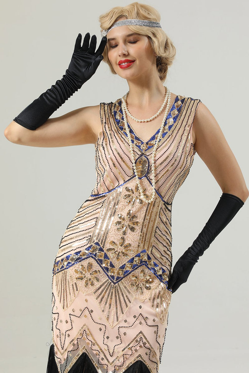 Cargar imagen en el visor de la galería, Vestido gatsby sin mangas de la década de 1920