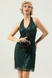 Halter Green Sequins 1920s Vestido