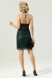 Halter Green Sequins 1920s Vestido